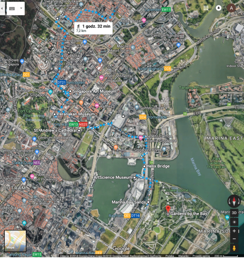 Fot 5. Agnieszka Kłos | Singapur mapa trasy jednodniowej, pieszej wycieczki